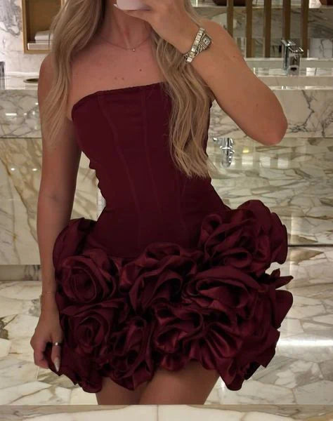 girlhomeshops--Stylish And Simple Short Satin Homecoming Dress gh5631