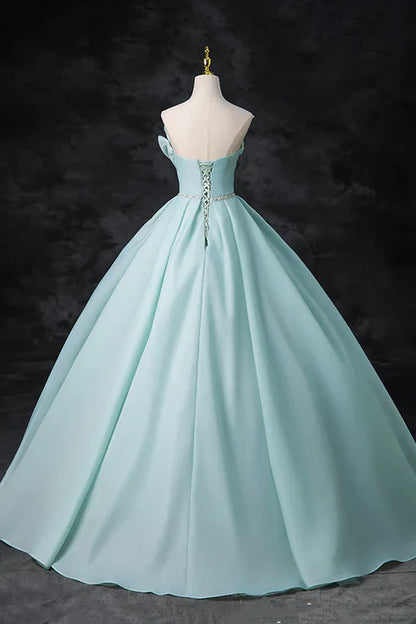 A-Line Strapless Formal Tulle Floor Length Evening Dress Off Shoulder Prom Dress