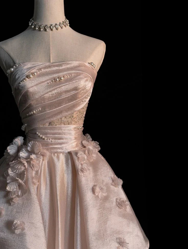 Pink Gorgeous Elegant Exquisite Beading A-Line Off Shoulder Long Tulle Ball Gown Evening Gown Wedding Dress gh3415