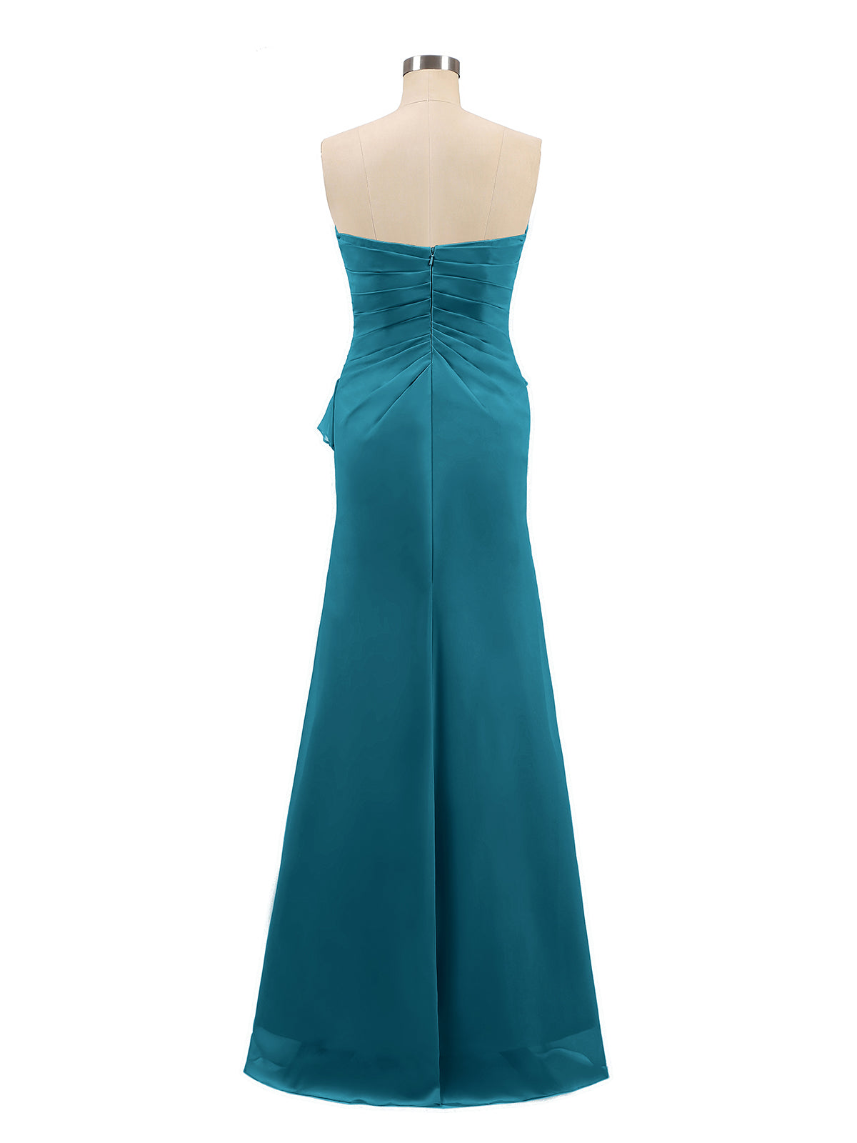 Strapless Sheath Chiffon Dress with Ruffles-Ink Blue