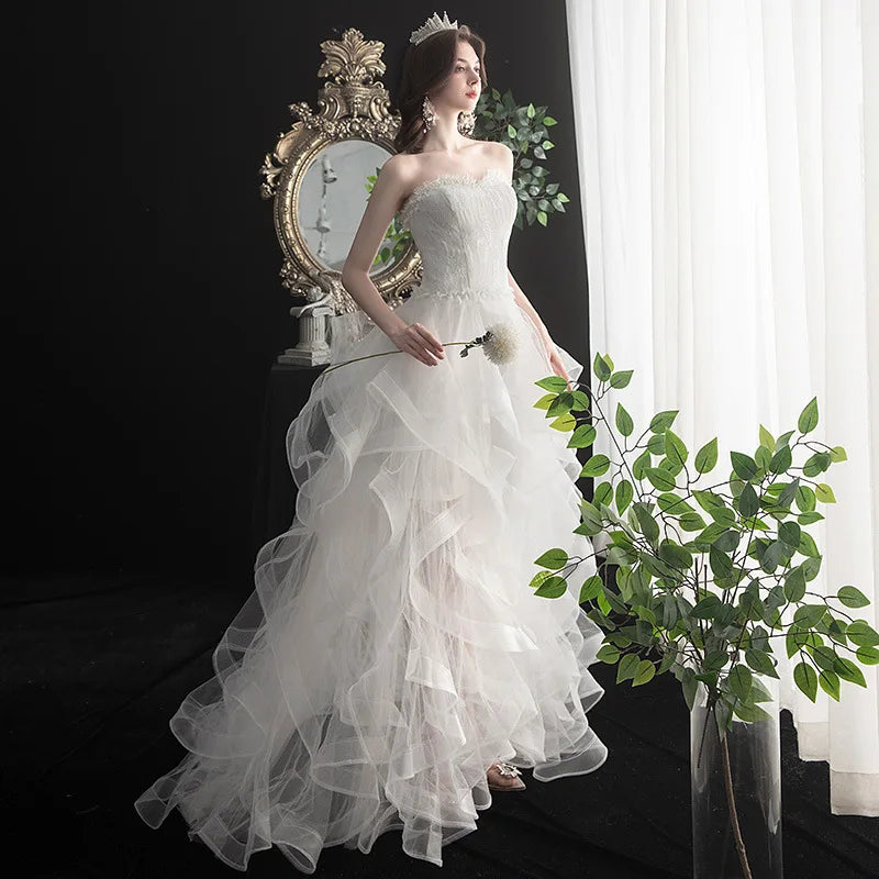 Strapless Wedding Dress with Train for Sweet Brides
