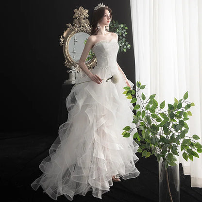 Strapless Wedding Dress with Train for Sweet Brides