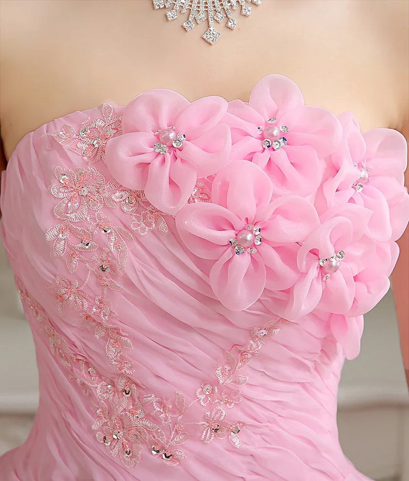 Customized Bride Wedding Dress Lace Up Tube Top Ball Gowns