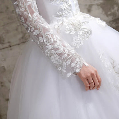 Customized Flower Wedding Dresses Plus Size Full-Sleeve Gowns