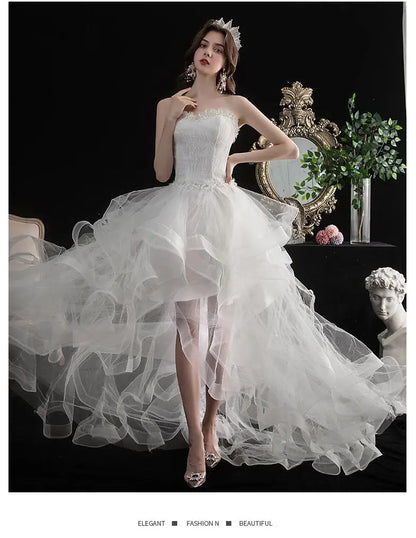 Strapless Wedding Dress with Train for Sweet Brides