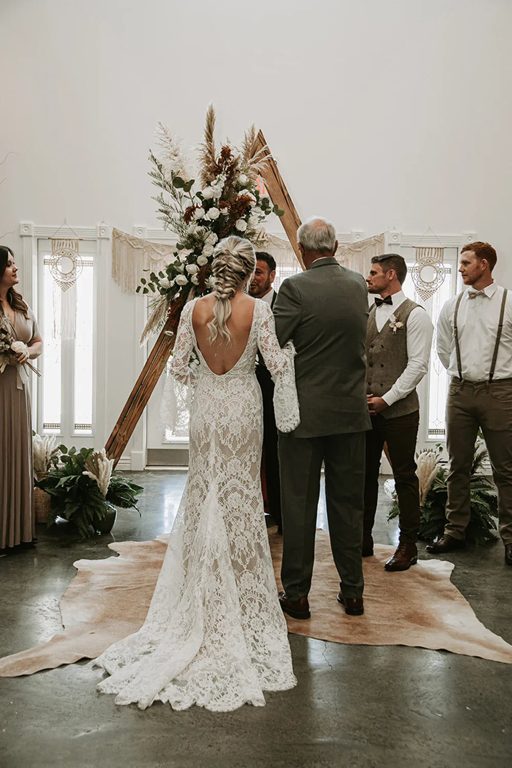 Customized Boho Lace Long Wedding Dress Mermaid Flare Bridal Gowns Elegant Vintage Bride Dresses