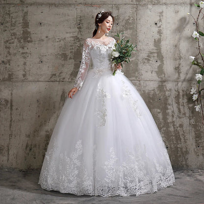 Customized Flower Wedding Dresses Plus Size Full-Sleeve Gowns