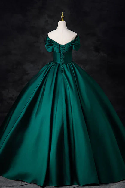 A-Line Formal Satin Floor Length V-Neck Evening Dresses Elegant Prom Dress