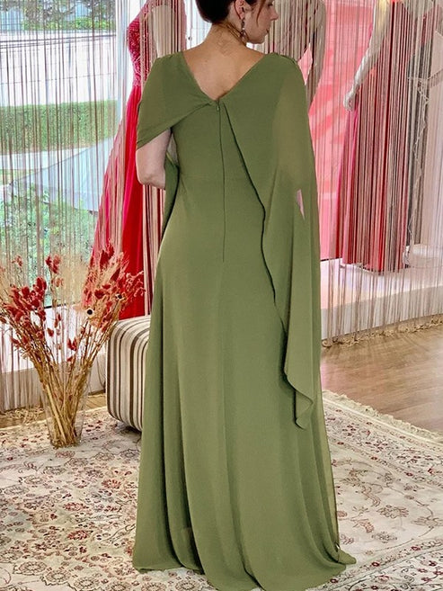 Sheath/Column Chiffon Ruched Scoop Sleeveless Floor-Length Mother of the Bride Dresses Elegant