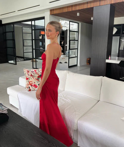 Aimishang Elegant Dresses Gowns Evening Dresses Spaghetti Straps Long Prom Dress Satin Formal Party Dress