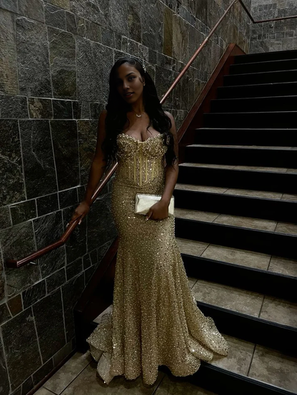Aimishang Elegant Sequin Mermaid Long Prom Dress Charming Evening Party Dress Sexy Women's Dresses
