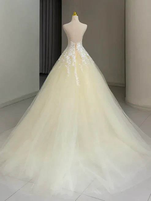 Wholesale A Line Halter Lace Tulle Long Sweep Train Prom Dress Evening Dress Charming