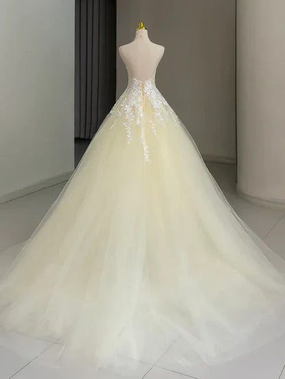Wholesale A Line Halter Lace Tulle Long Sweep Train Prom Dress Evening Dress Charming
