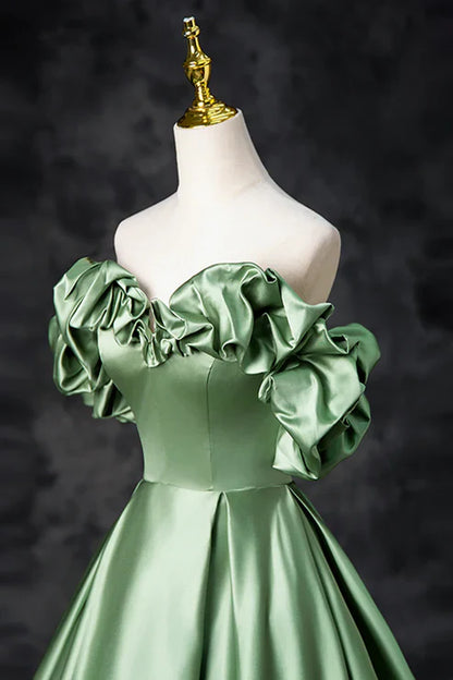 A-Line Off the Shoulder Formal Satin Long Evening Dress Prom Dress