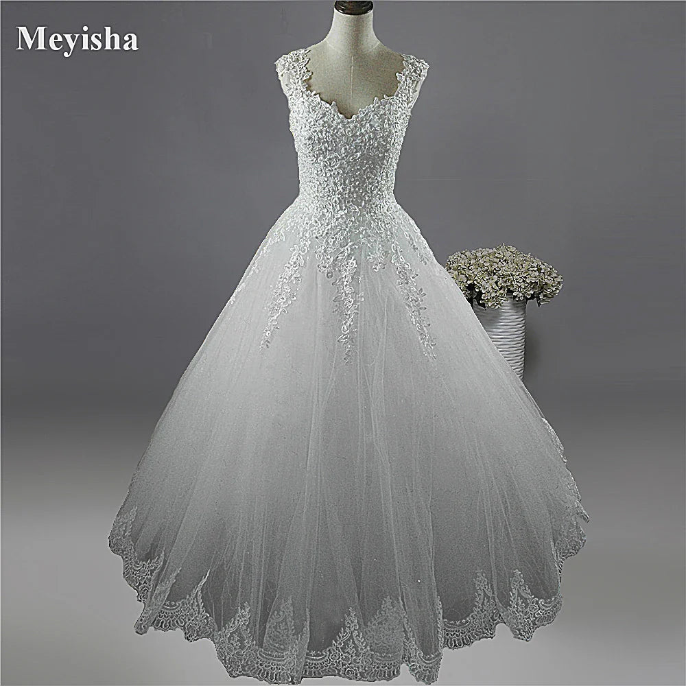 Customized ZJ9076-C White Ivory Pearls Wedding Dresses Plus Size