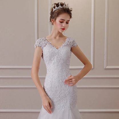 Vestidos De Noiva Backless Lace Mermaid Wedding Dress Gown