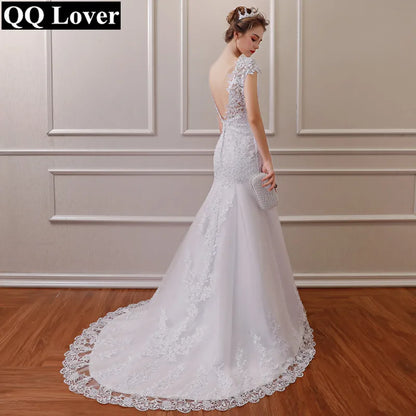 Vestidos De Noiva Backless Lace Mermaid Wedding Dress Gown