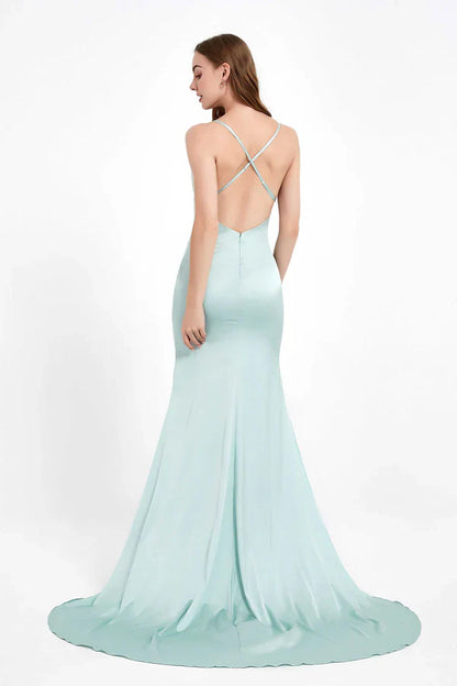 Aimishang Elegant Prom Dresses Cowl Neck Open Back Elegant Satin Dress Evening Dress