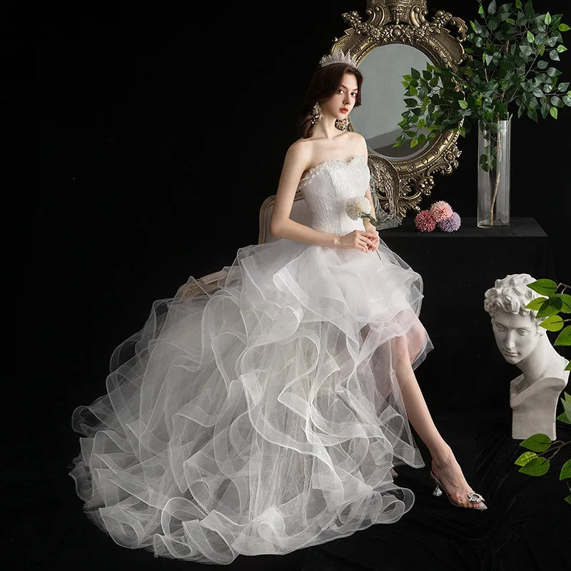 Strapless Wedding Dress with Train for Sweet Brides