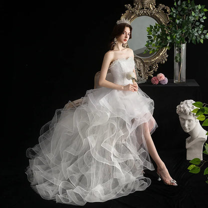 Strapless Wedding Dress with Train for Sweet Brides