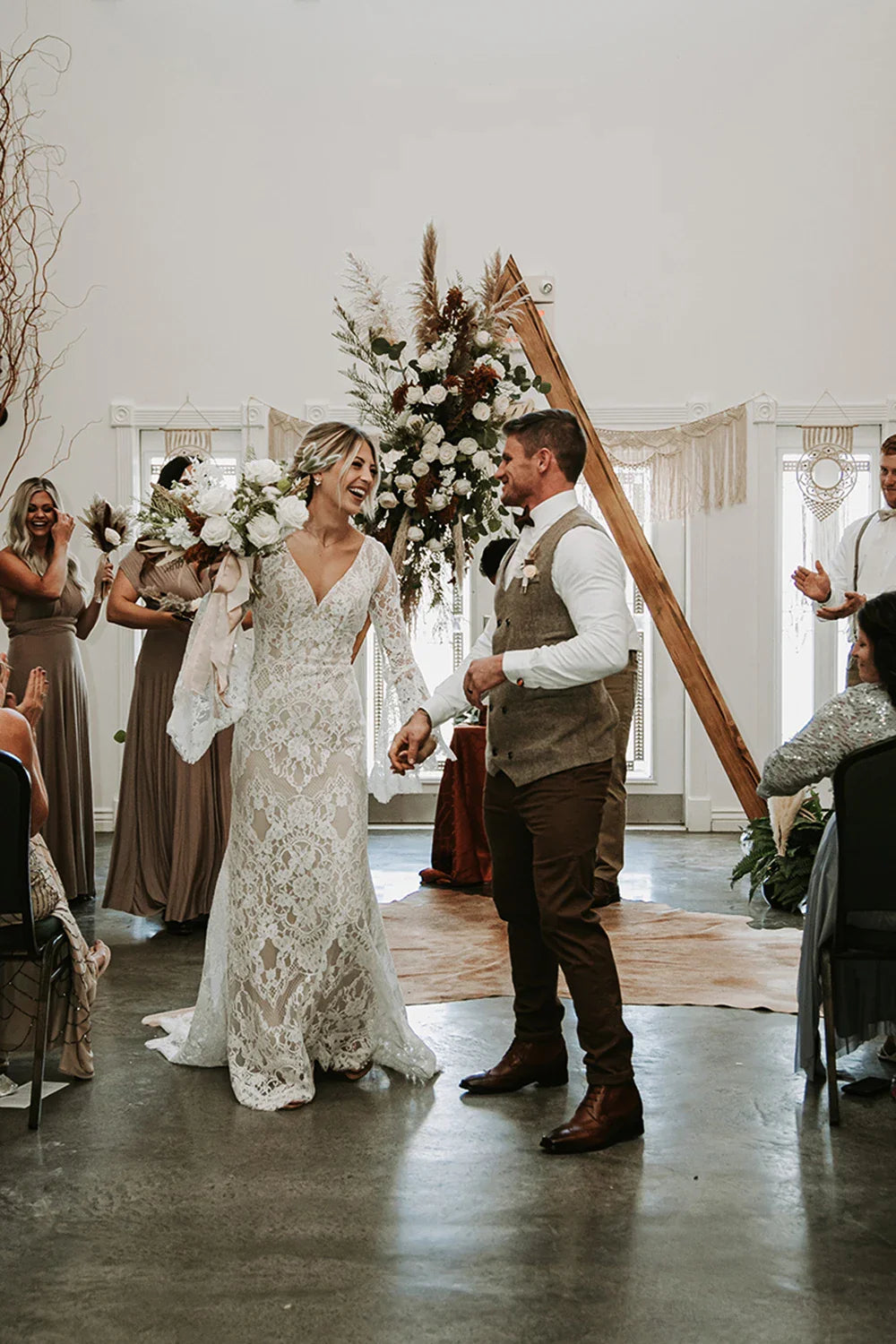 Customized Boho Lace Long Wedding Dress Mermaid Flare Bridal Gowns Elegant Vintage Bride Dresses