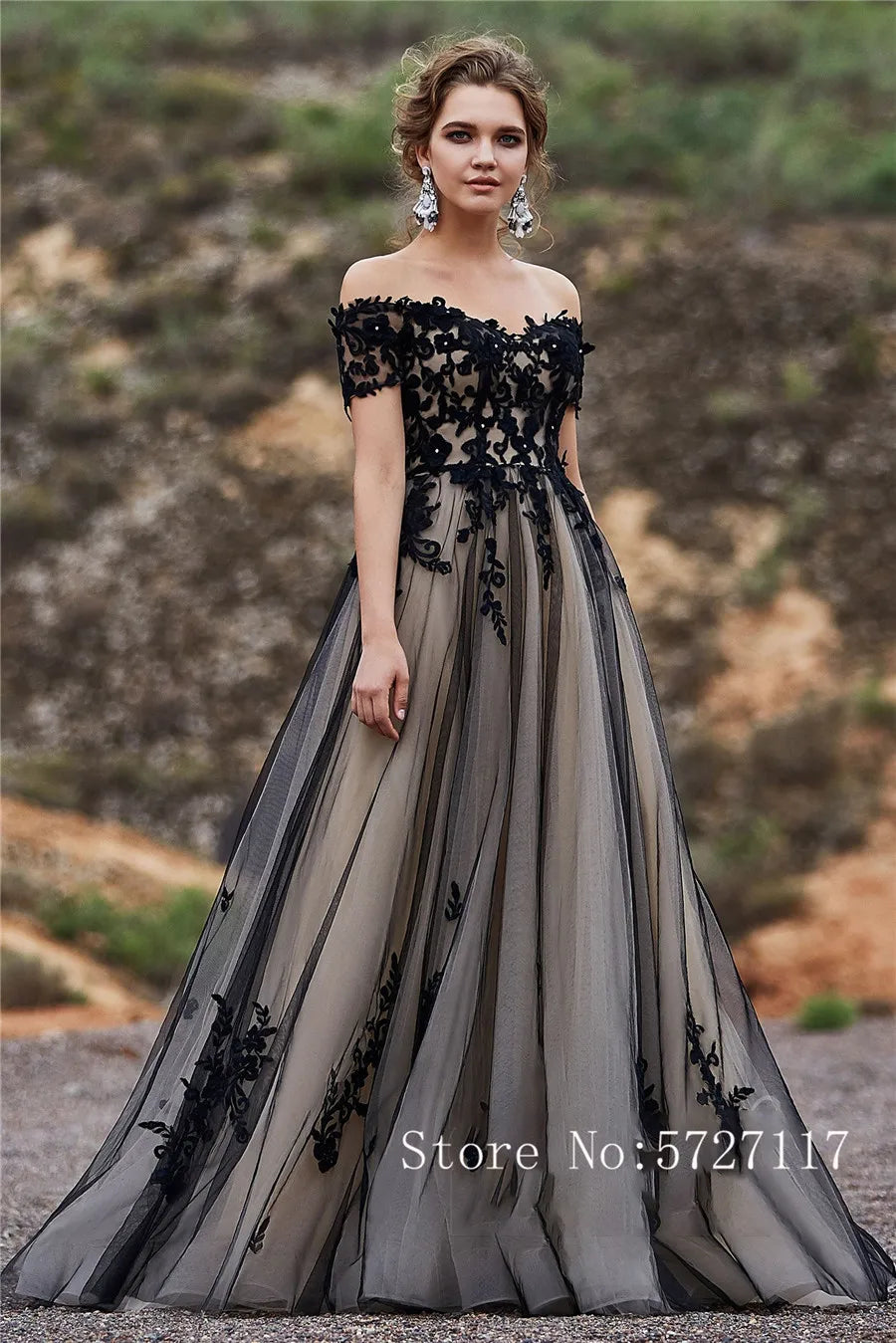 Off the Shoulder Short Sleeves Lace Applique A-line Wedding Dress
