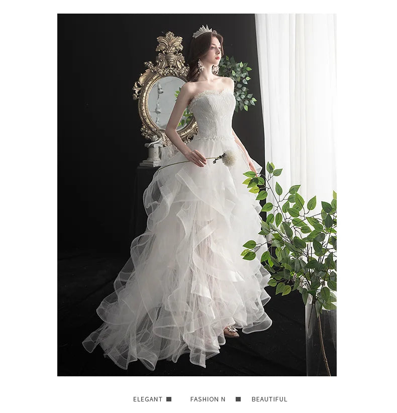 Strapless Wedding Dress with Train for Sweet Brides