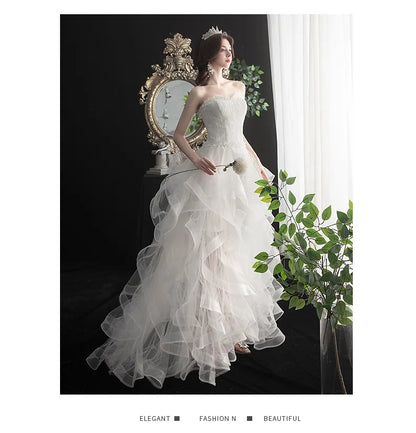 Strapless Wedding Dress with Train for Sweet Brides