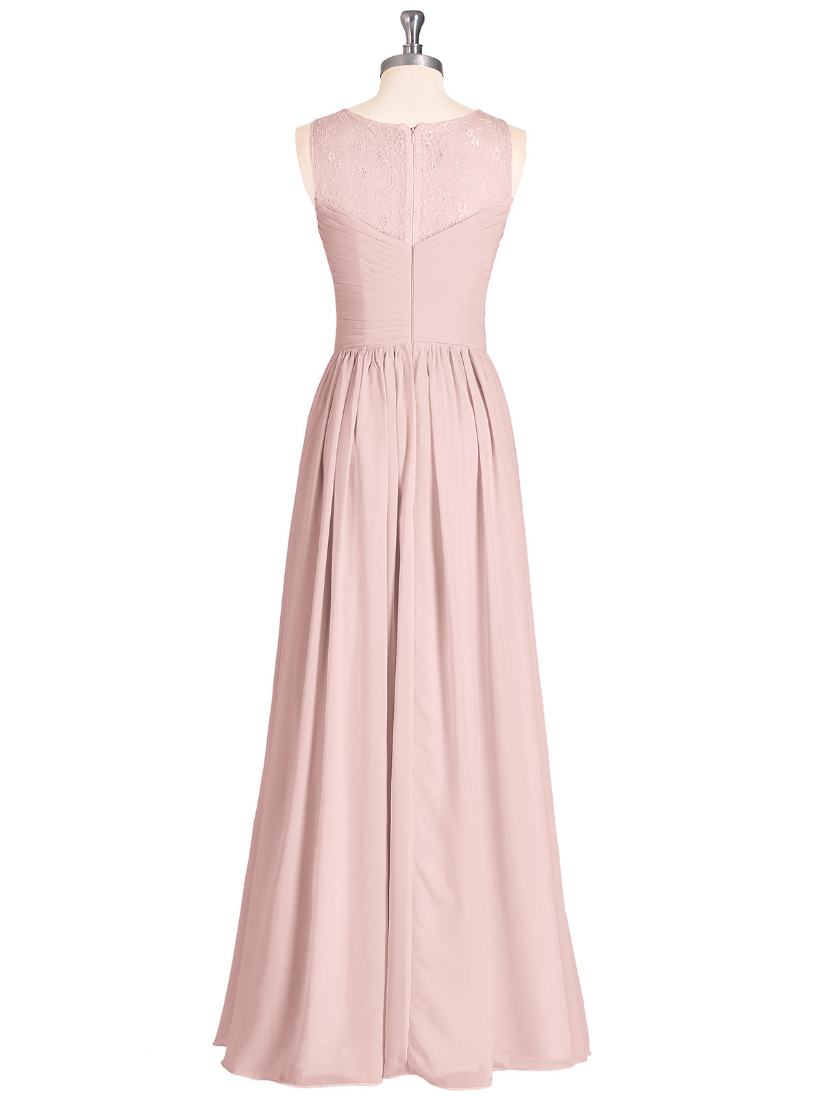 Illusion Sweetheart Neck Chiffon Bridesmaid Dress-Dusty Rose