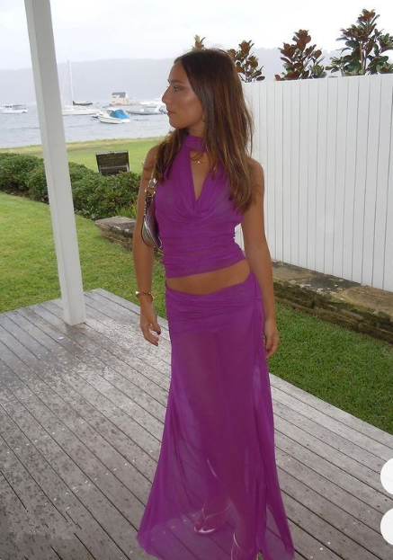 Sexy Purple Tulle Halter Party Evening Dress cc2713