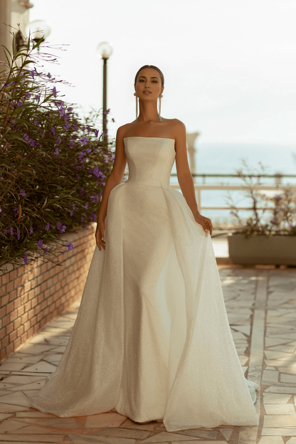 Ivory Strapless Sheath Wedding Dress Aline Ball Gown Wedding Dress Square Neckline Wedding Dress
