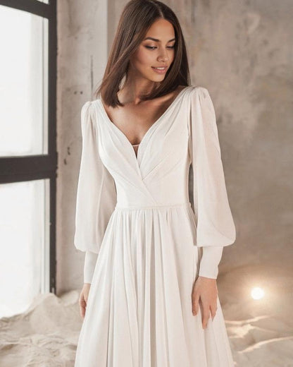 Minimalist Silk Wedding Dress Elegant A-Line Satin Bridal Gown Ivory Wedding Dress Simple and Timeless Wedding Gown for Modern Brides
