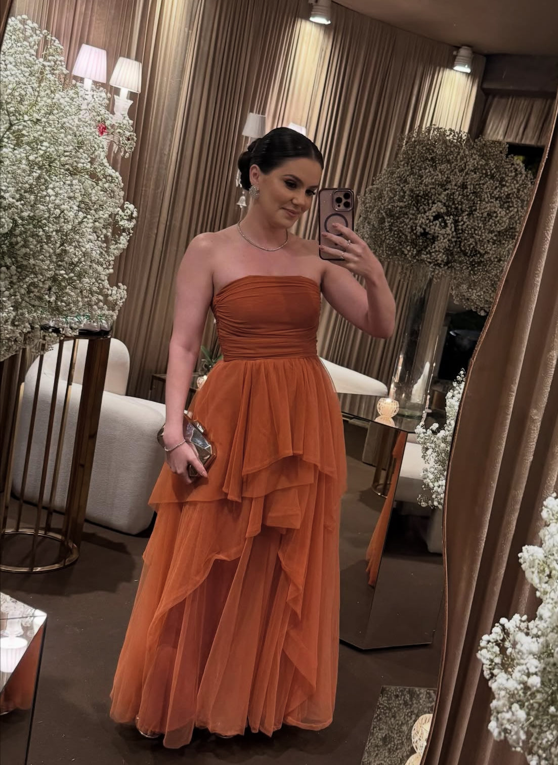 Strapless A Line Long Prom Dress Luxury Evening Dress