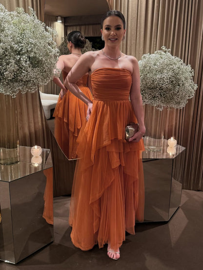Strapless A Line Long Prom Dress Luxury Evening Dress