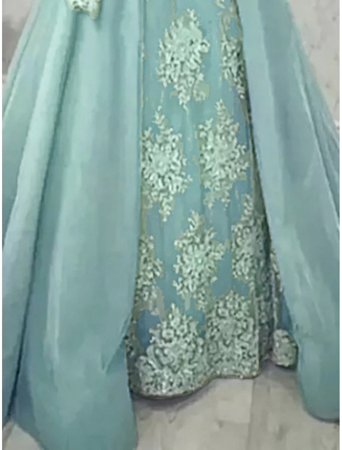 A-Line Mother of the Bride Dress Formal Elegant Party Jewel Neck Sweep / Brush Train Satin Lace Long Sleeve with Pleats  Pastel Green
