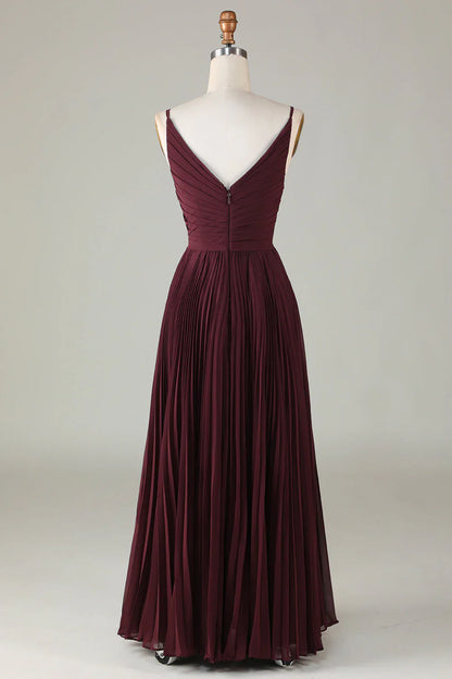 A-line Sleeveless Cabernet Sauvignon Bridesmaid Dress