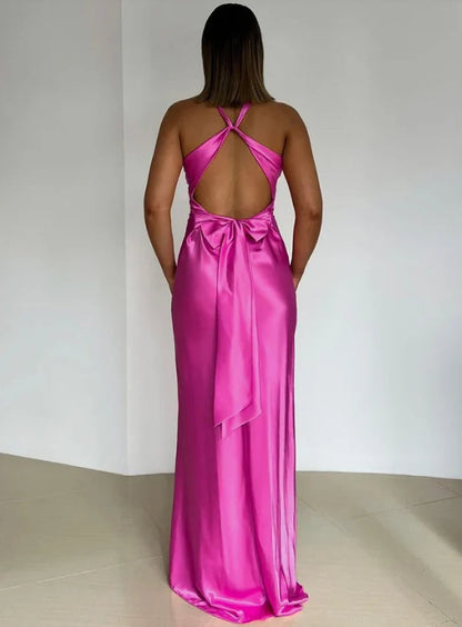 Aimishang Elegant Prom Dresses V Neck Mermaid Long Prom Dress Satin Evening Party Gowns Formal Dress