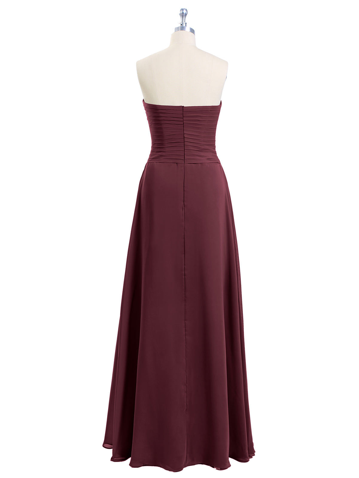 Sweetheart Neck Strapless Chiffon Dresses-Cabernet