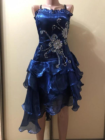 Vintage Shiny Beaded Spaghetti Strap A-Line Short Party Dress Cocktail Dress Homecoming Dress HZ1024