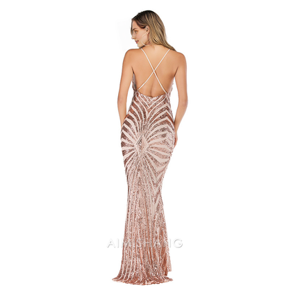 Aimishang Sexy Sheath V-neck Long Prom Dresses Charming Evening Party Dress Formal Dress