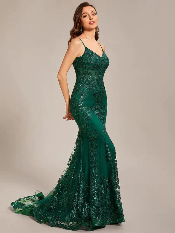 Tight backless see-through waist Floor-Length Prom Dress Sexy Evening Dress