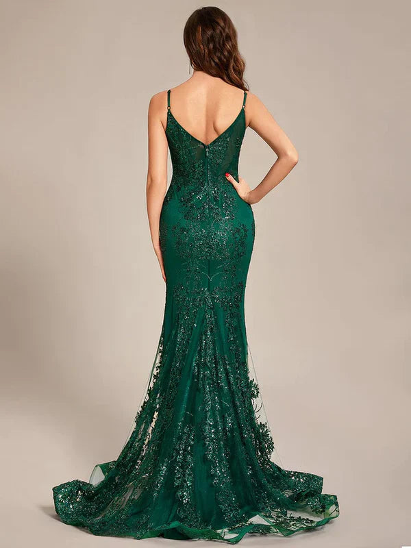 Tight backless see-through waist Floor-Length Prom Dress Sexy Evening Dress