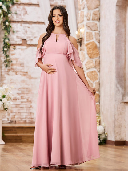 A-line Princess Floor-Length Empire Chiffon Dresses Dusty Rose