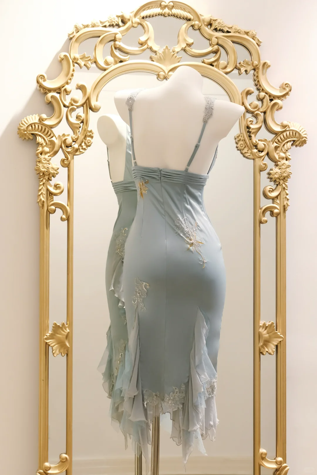 Baby Blue Sheath Wedding Party Dress V Neck Ruffle Short Homecoming Dress Outfits
