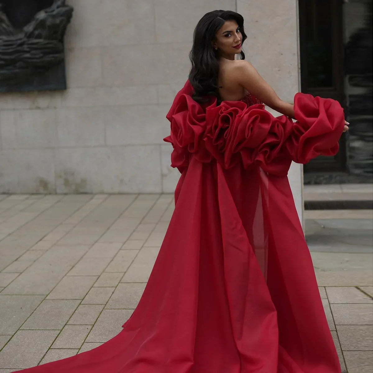 Gorgeous Burgundy Beaded Strapless Cape Design Sheath Long Prom Dress Evening Dress HZ1024