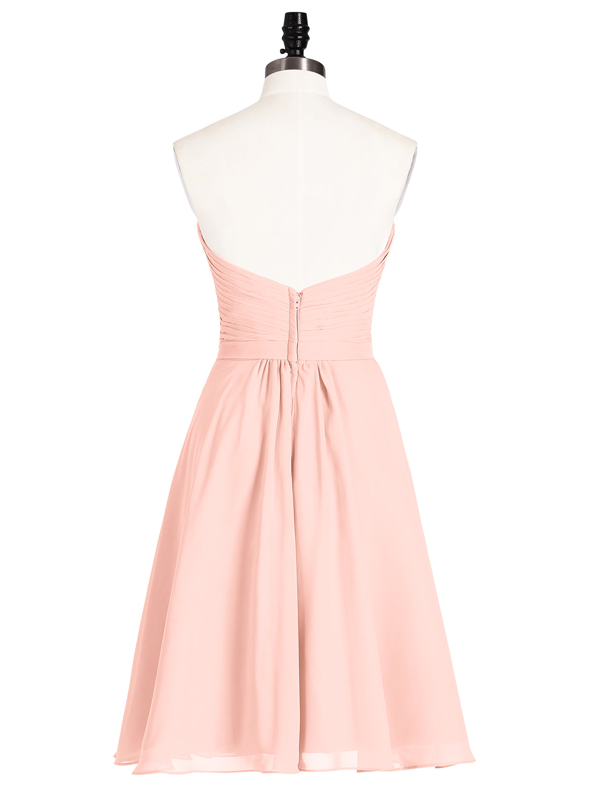Sweetheart Neck Knee Length Chiffon Bridesmaid Gown-Coral