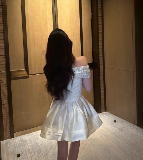 Elegant One Shoulder Lace Satin A-line Dress Mini Birthday Outfit HZ0319