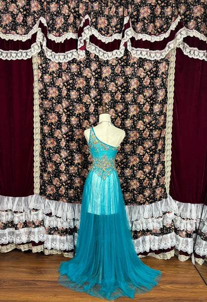 Gorgeous One Shoulder Swarovski Crystal Tulle Pleated Floor Length Prom Dress Dancing Dress Birthday Party Dress Cocktail Dress Evening Dress HZ0319