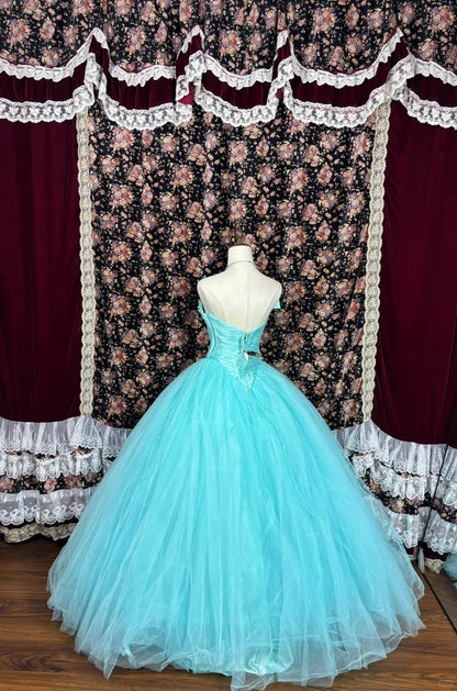 Gorgeous Asymmetrical Neck Crystal Beaded Pleated Rhinestone Tulle Ball Gown Prom Dress Birthday Quinceanera Dress Evening Dress HZ0319
