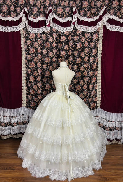 Beauty Strapless Flower Bowknot Rhinestone Lace Pleated Ball Gown Quinceanera Dress Birthday Dress Prom Dress HZ0319